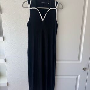 Elie Tahari Black Maxi Dress with White Trim